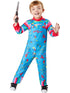 Toddler Chucky costume with Good Guys overalls print jumpsuit, official Child's Play