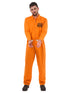 Adult orange convict boiler suit jumpsuit with inmate chest badge