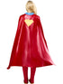 Women's Supergirl deluxe costume dress with red cape and belt, official DC Comics