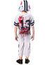 Kids zombie American footballer costume with printed jersey and gruesome details
