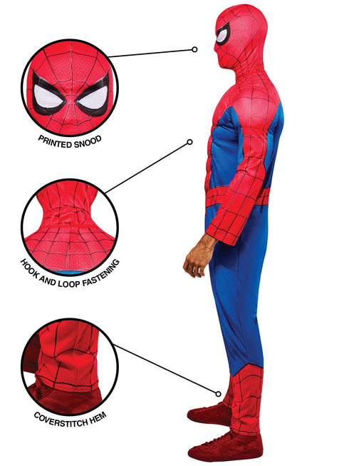 Adult Spider-Man Brand New Day deluxe muscle-padded jumpsuit costume with mask