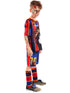 Kids zombie footballer Mess-icre costume with distressed jersey, shorts and socks