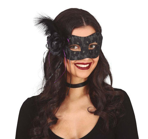 Black Mask with Feather