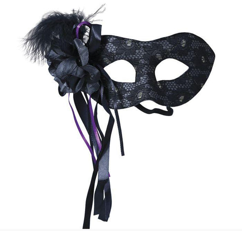 Black Mask with Feather