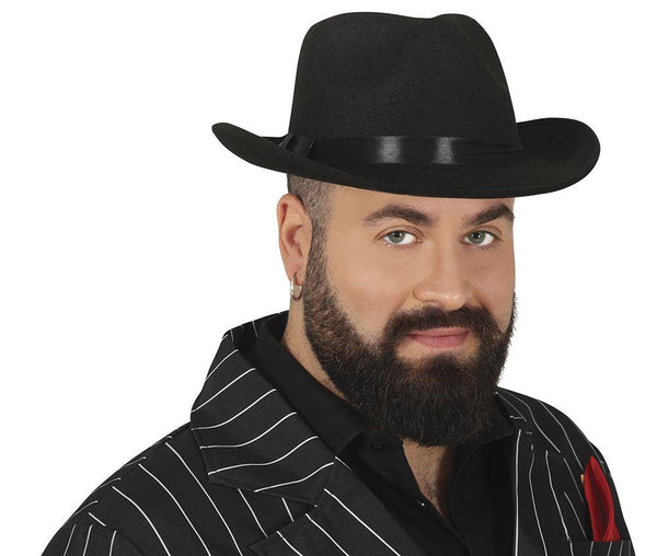 Black Fabric Gangster Hat
