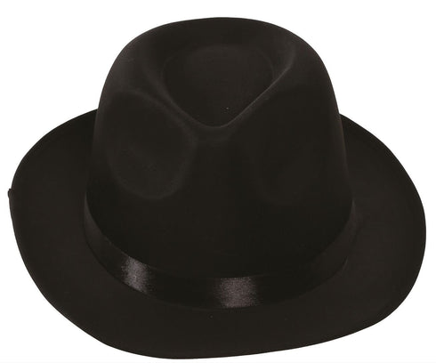 Black Fabric Gangster Hat