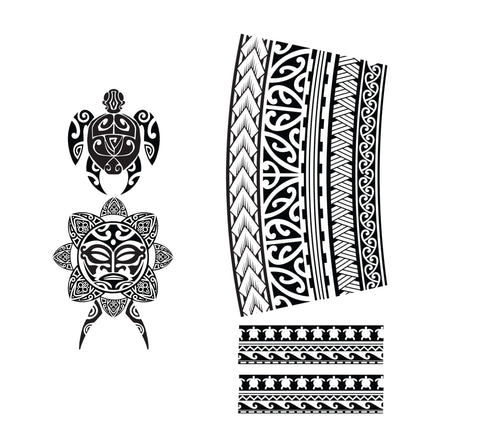 Black Flower Tattoos 14x30 cm (Turtle)