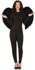 Large black feather angel wings, 80 × 55cm, worn as a dark angel Halloween fancy dress accessory.