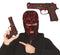 22cm plastic Halloween toy pistol with red fake blood splatter detailing, designed as a horror-themed fancy dress accessory.