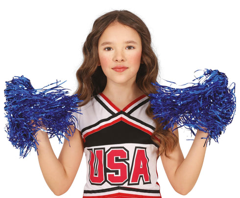 Pair of Metallic Pom-Pom - Blue