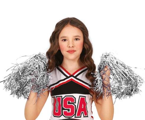 Pair of Metallic Pom-Pom - Silver