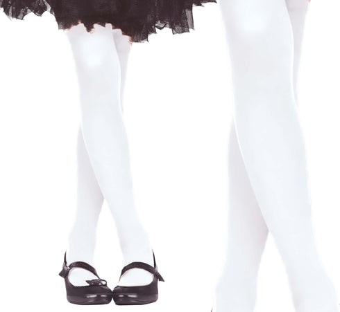Kids plain white tights age 7-10 years for fancy dress, ballet and angel costumes