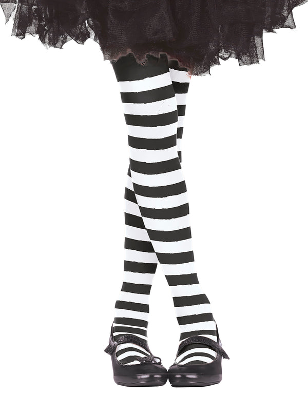 Child White Striped Tights