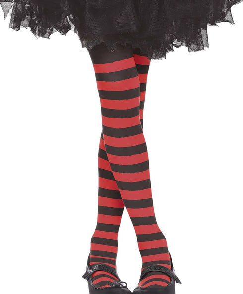 Child Red Striped Tights