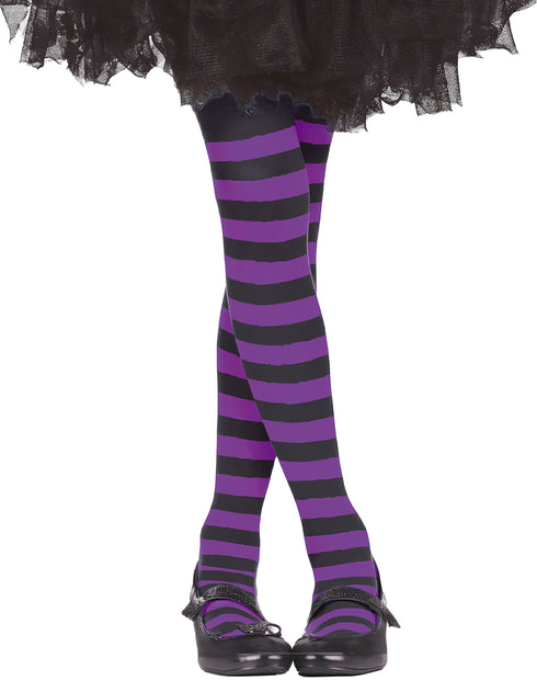 Child Lilac Striped Tights