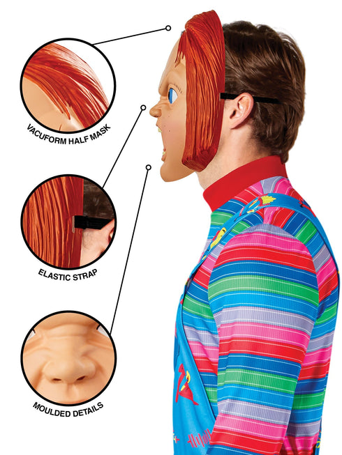 Official Chucky half mask with scarred face from Child's Play