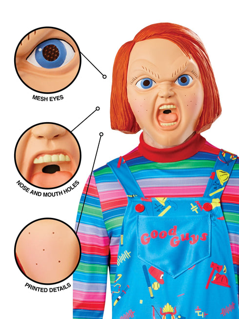 Official Chucky half mask with scarred face from Child's Play