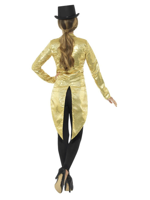 Sequin Tailcoat Jacket, Ladies, Gold