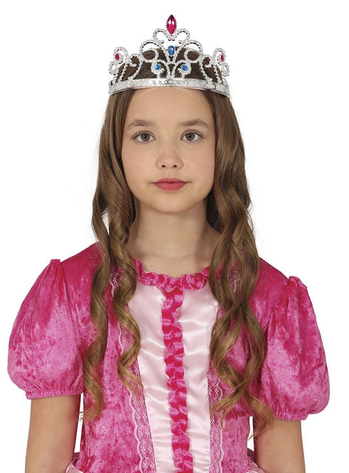 Silver Tiara With Gemstone - Kids