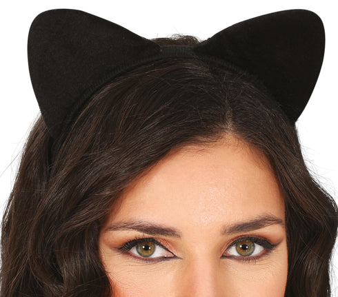 Black cat ears headband for adults, Halloween cat and animal fancy dress