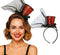 Red mini top hat on a headband for circus, ringmaster and burlesque costumes