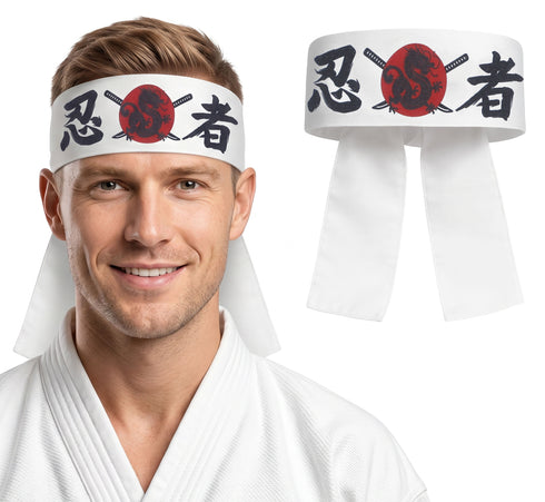 Fabric karate headband 90 x 6cm for martial arts and karate fancy dress