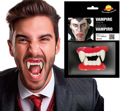 Classic white plastic vampire fangs teeth for Dracula Halloween costume