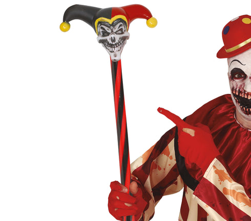 Harlequin jester stick cane 90cm for jester, clown and circus costumes
