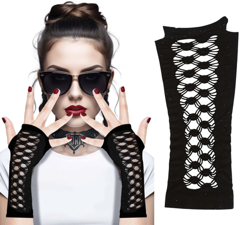 Adult black gothic gloves 23cm for vampire, witch and Halloween costumes