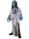 Kids White Demon Halloween costume with tattered hooded robe, gloves and mask