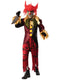 Men's Crazy Clown costume with striped jacket, trousers and horror clown mask