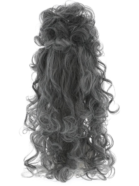 Grey Medeia witch beehive wig with long curls for Halloween