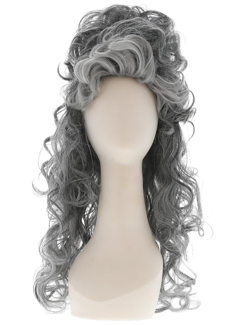 Grey Medeia witch beehive wig with long curls for Halloween