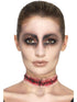 Smiffys latex stitched neck scar prosthetic with red wound and stitches