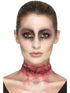 Smiffys latex stitched neck scar prosthetic with red wound and stitches