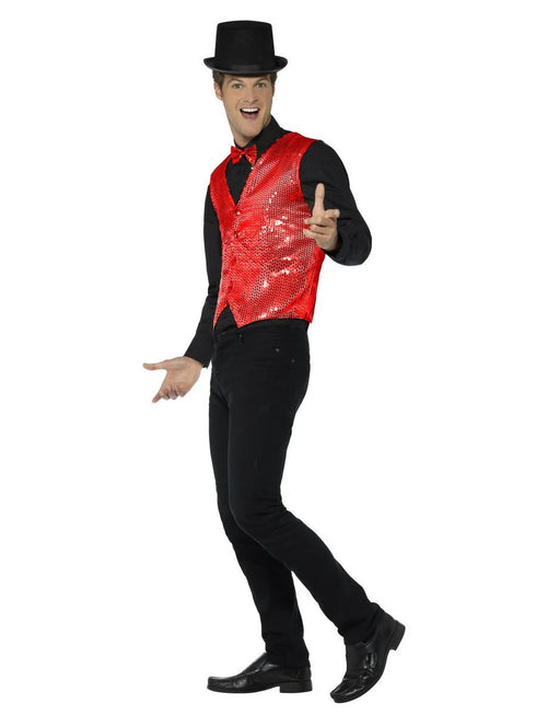 Sequin Waistcoat, Red