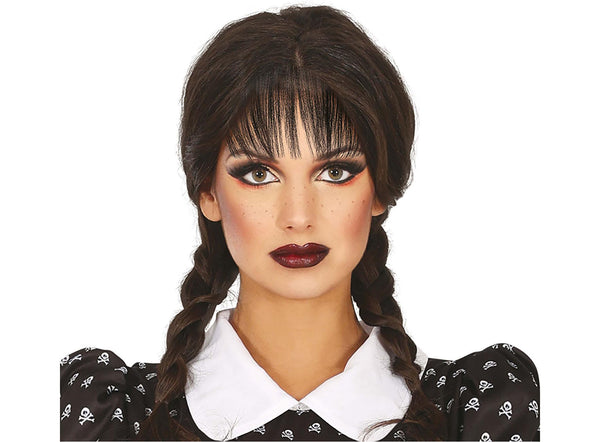 Black Braid Ladies Wig with Bangs