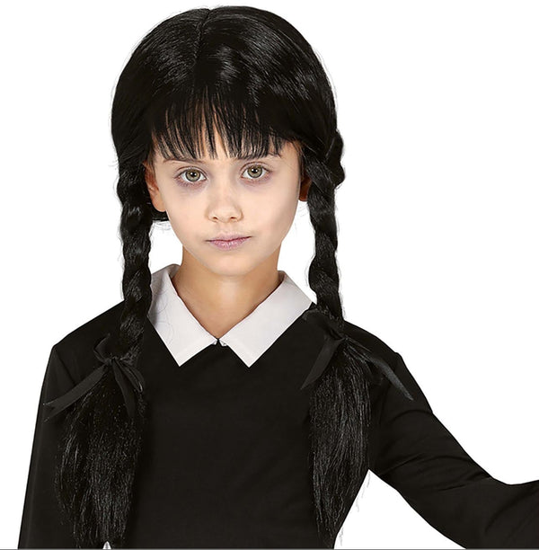 Black Braid Child Wig with Bangs
