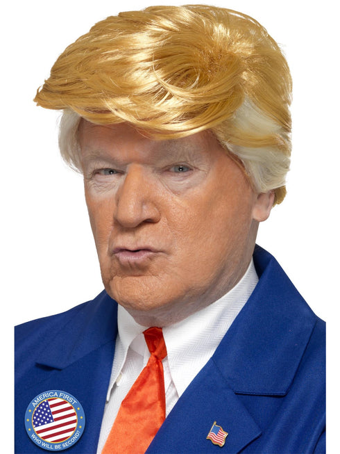 Blonde swept-back president style fancy dress wig