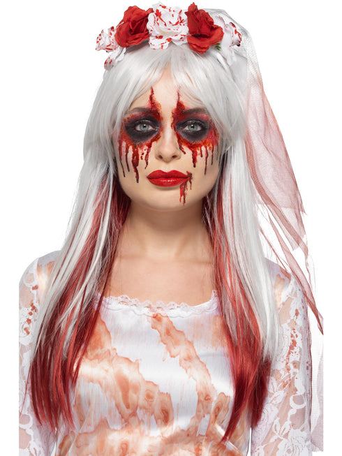 Smiffys Blood Drip Bride make-up kit with aqua face paints, blood tube and glitter
