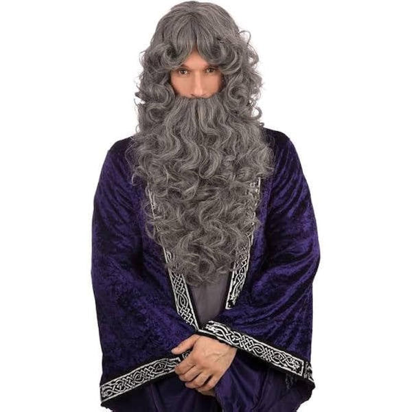 Grey Wizard Wig And Beard Set