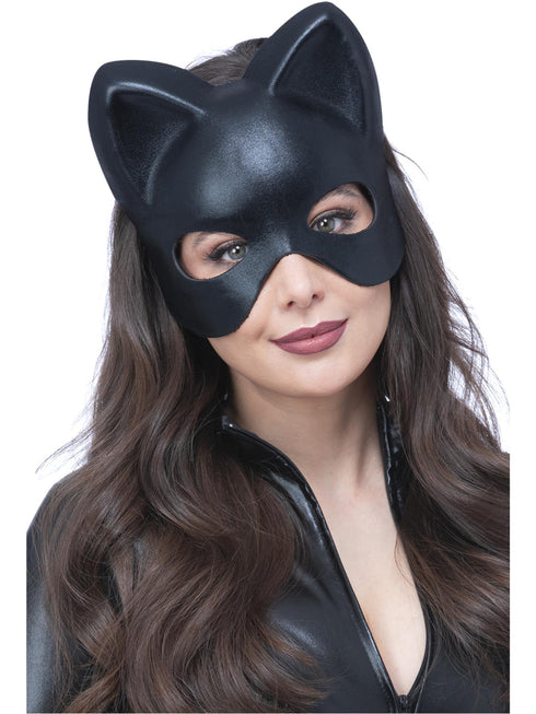 Black cat eyemask with ears on elastic for adults