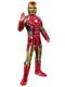 Kids Iron Man Deluxe padded jumpsuit costume with mask, official Marvel Avengers