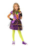 Girls Joker purple tutu dress costume with HA HA print and glovelets, official DC