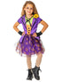 Girls Joker purple tutu dress costume with HA HA print and glovelets, official DC