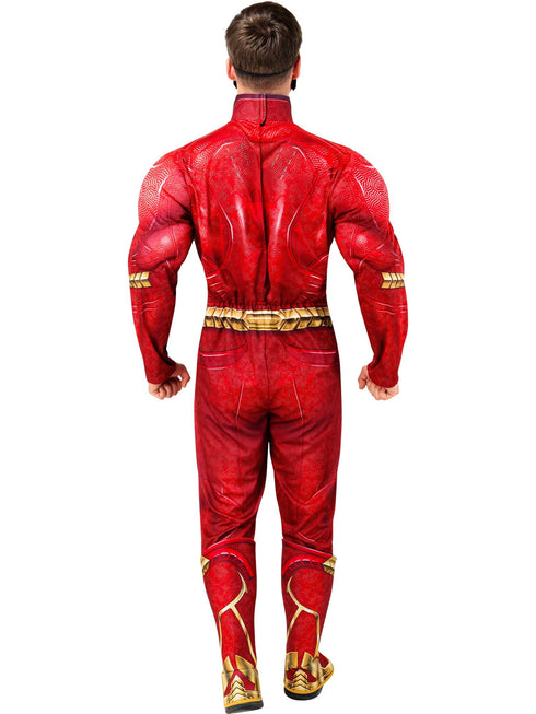 Men's The Flash Deluxe padded muscle costume with mask, official DC Comics