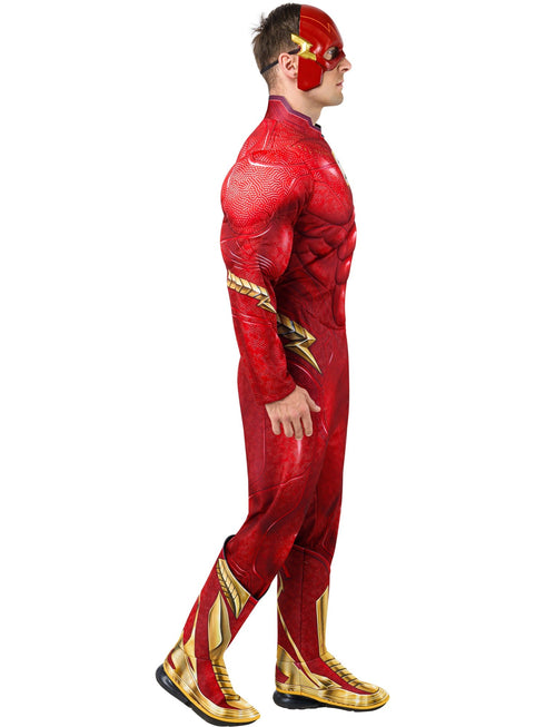 Men's The Flash Deluxe padded muscle costume with mask, official DC Comics