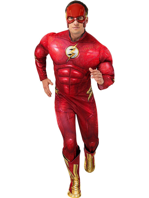 Men's The Flash Deluxe padded muscle costume with mask, official DC Comics
