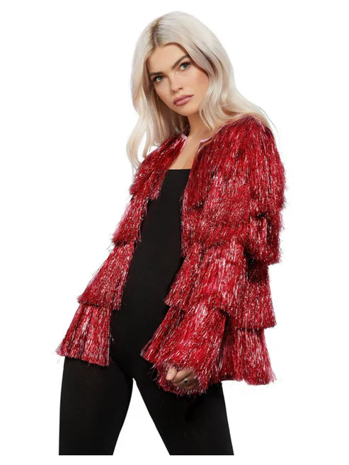 Fever Tinsel Festival Jacket, Red