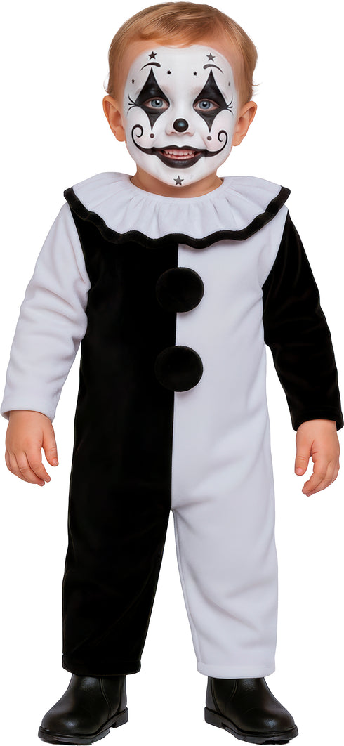 Terrorific clown jumpsuit costume for kids and babies, scary Halloween clown